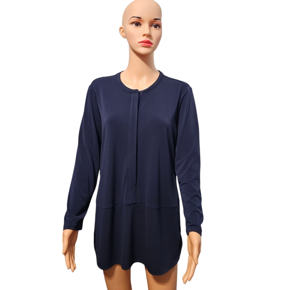 Lauren Ralph Lauren Women's Long Sleeve Navy Blue Tunic Top Sz L